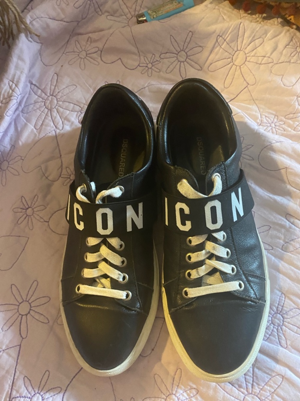 ICON Black and White Leather Sneakers - Picture 3 of 5